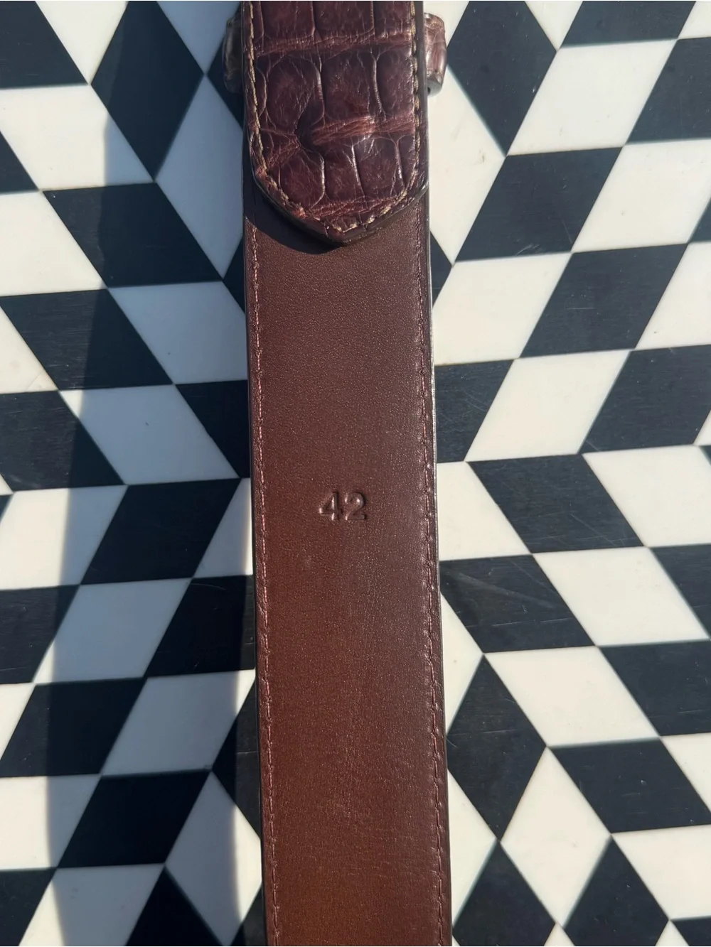 W. Kleinberg Neiman Marcus Matte Alligator Belt Brown 42
